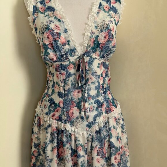 For Love & Lemons Audrey Floral Maxi Dress sz L - Picture 8 of 15